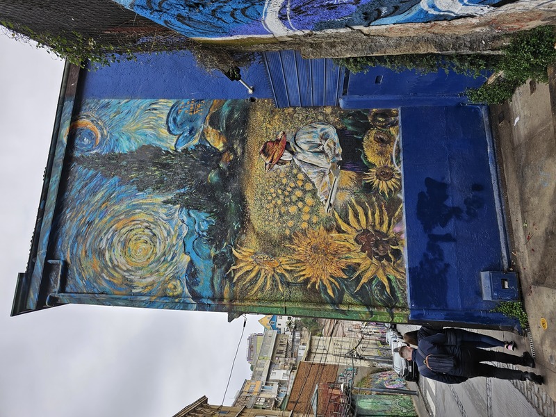 A piece of street art imitating Van Gogh's Starry Night