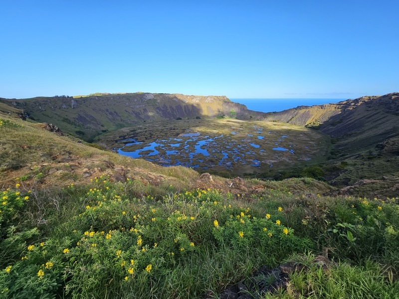 The crater at the southern end of Easter Island