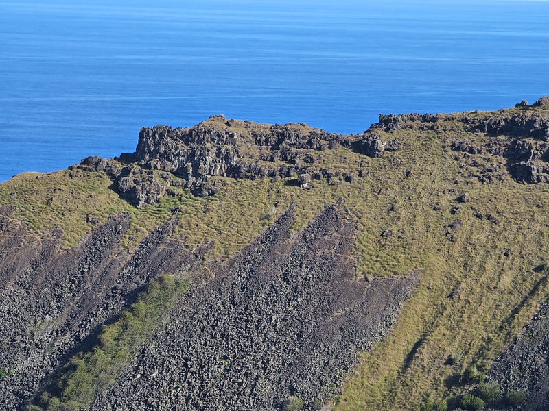 very ruined buildings on the end of the crater ridge