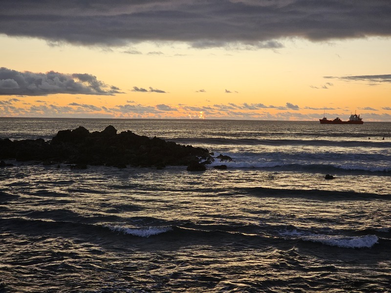 A sunset on Easter Island