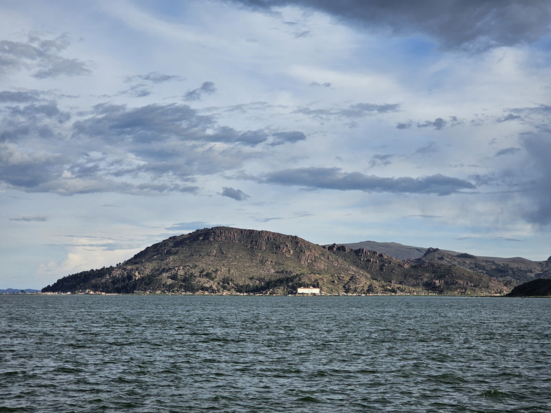 The view of a bay of Lake Titicaca from Puno