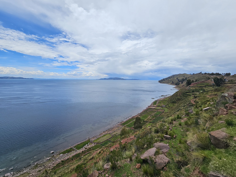 The view of Lake Titicaca from an island in the lake