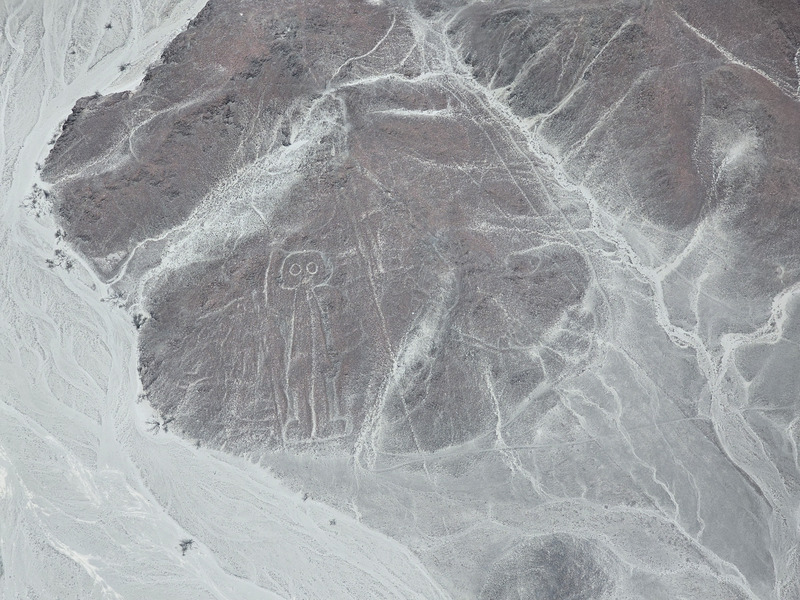 The man on a mountainside in the Nazca lines