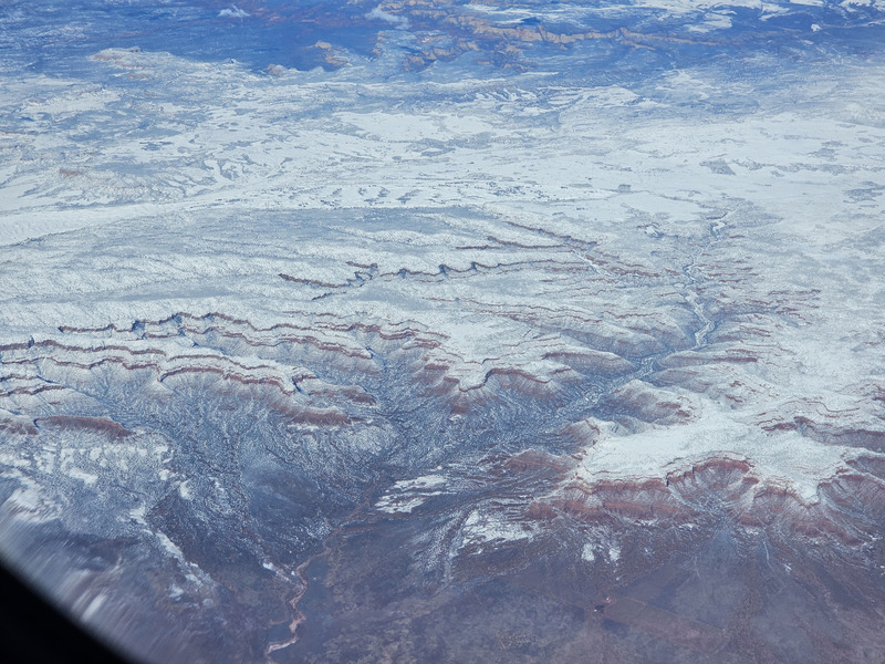 A view of the mountains flying home, either immediately outside LA or over the rockies