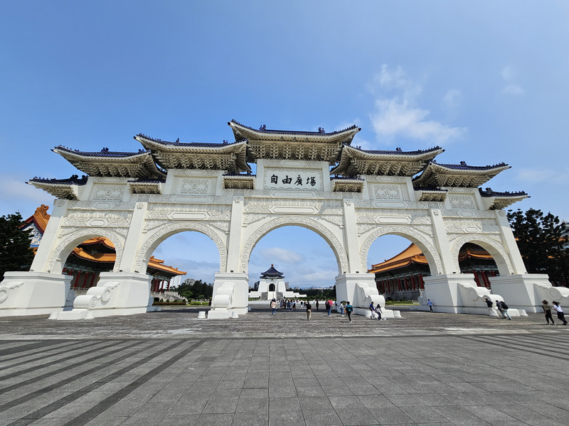 Taipei Chiang Kai-shek Memorial Hall from a distance outside of the gates