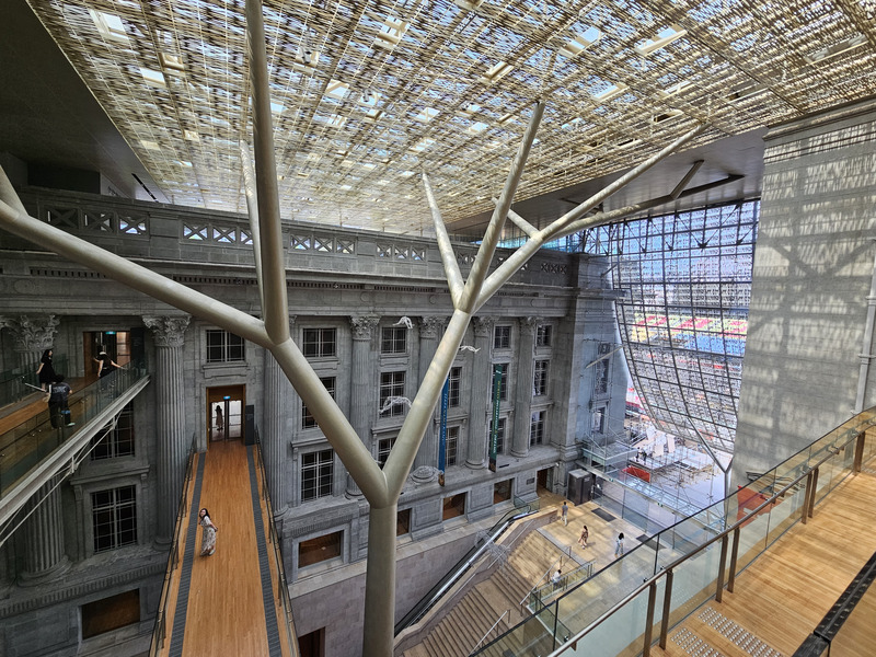 The Singapore National Gallery features a walkway inside a now-covered atrium