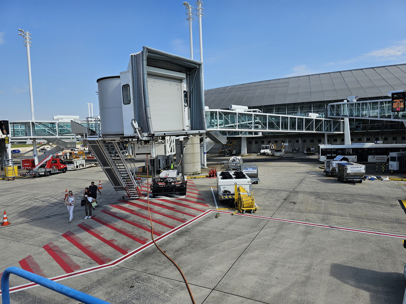 view of the jetway from the plane