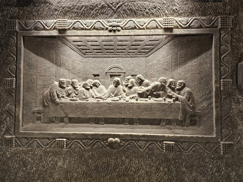 A relief of the Last Supper in the church